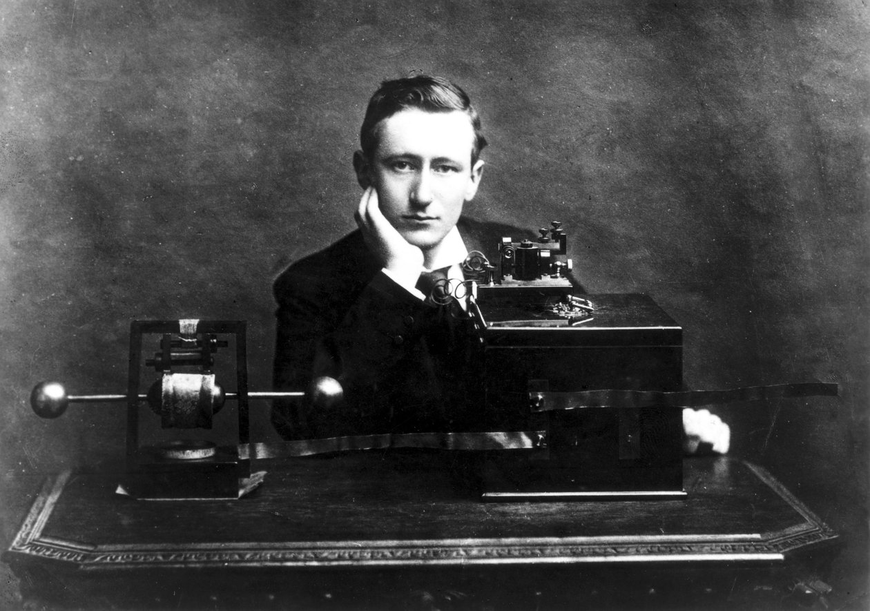 Guglielmo Marconi, italialainen radiopioneeri, n. 1900 tekijältä Unbekannt