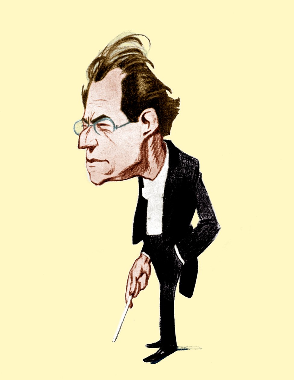 Gustav Mahler. Oscar Garvensin karikatyyri itävaltalainen säveltäjä, 7. heinäkuuta 1860 - 18. toukokuuta 1911. Oscar Garvens 1874-1951 tekijältä Unbekannt