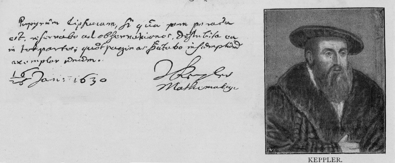 Johannes Keplerin (1571-1630) käsiala ja allekirjoitus tekijältä Unbekannt