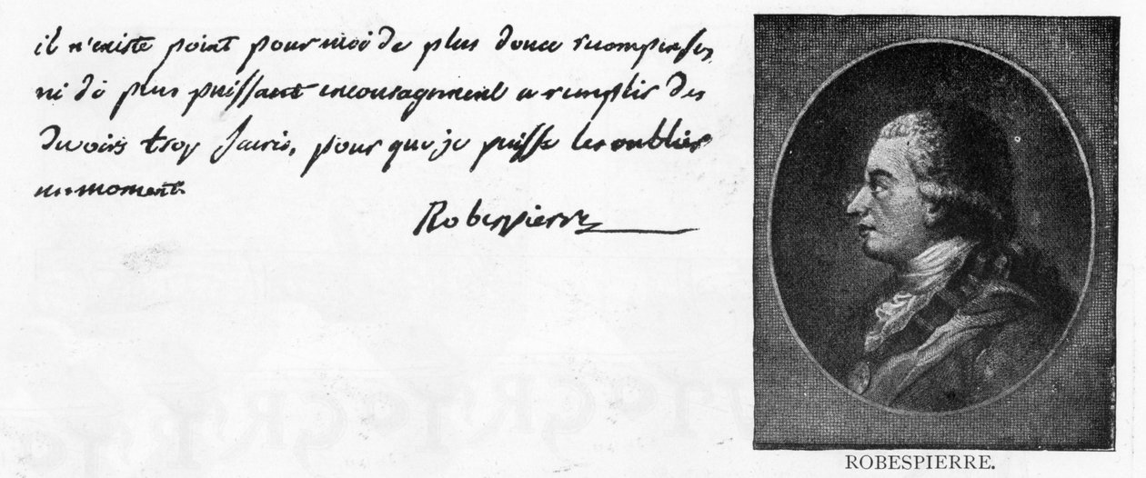 Robespierren käsiala ja allekirjoitus (kynä ja muste paperille) tekijältä Unbekannt