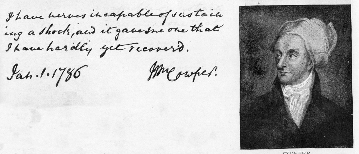 William Cowperin käsiala ja allekirjoitus tekijältä Unbekannt