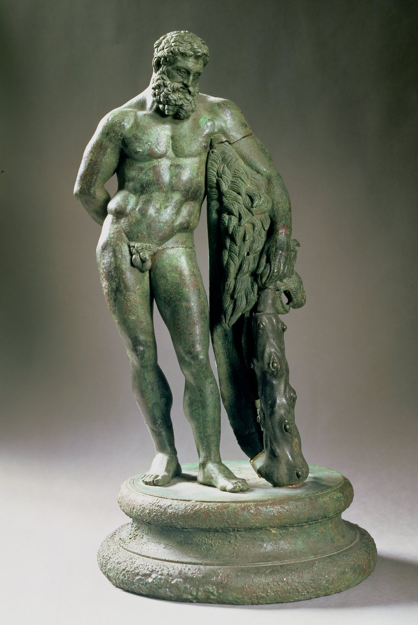 Herakles (Herkules) lepää, Lysippoksen (n. 390-310 eKr.) Kreikan alkuperäiskappaleen pienennetty kopio, n. 320 eKr. (pronssi) tekijältä Unbekannt