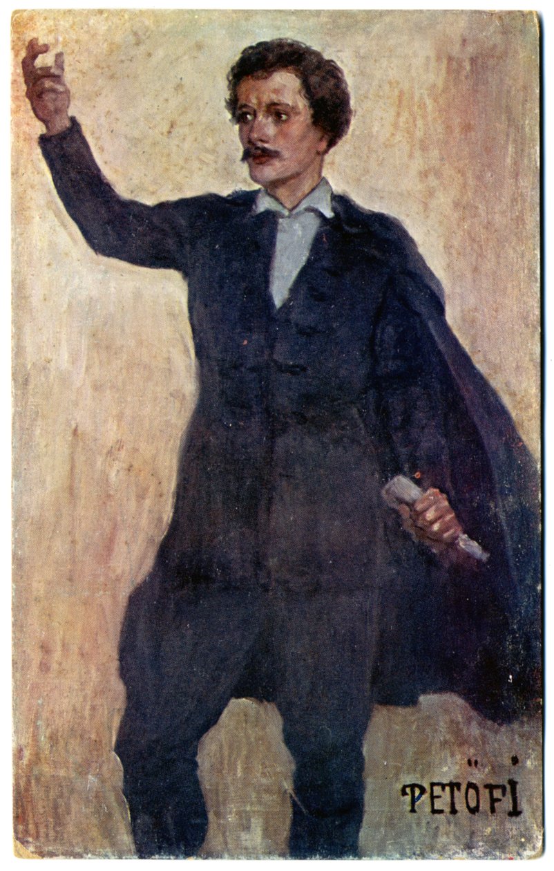 Historia. Unkari. Runoilija ja vallankumouksellinen Sandor Petofi. Postikortti, Unkari, n. 1920 (postikortti) tekijältä Unbekannter Künstler