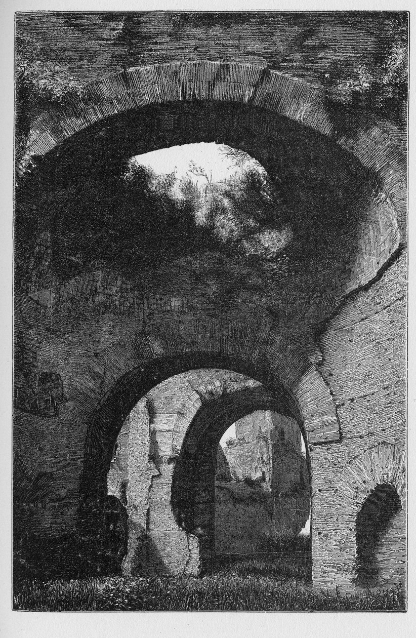 Muinaisen Rooman historia. Caracallan kylpylät Roomassa, Italiassa, olivat toiseksi suurimmat roomalaiset julkiset kylpylät eli Thermae, jotka rakennettiin Roomaan vuosina 212–216 keisari Caracallan vallan aikana. tekijältä Unbekannt