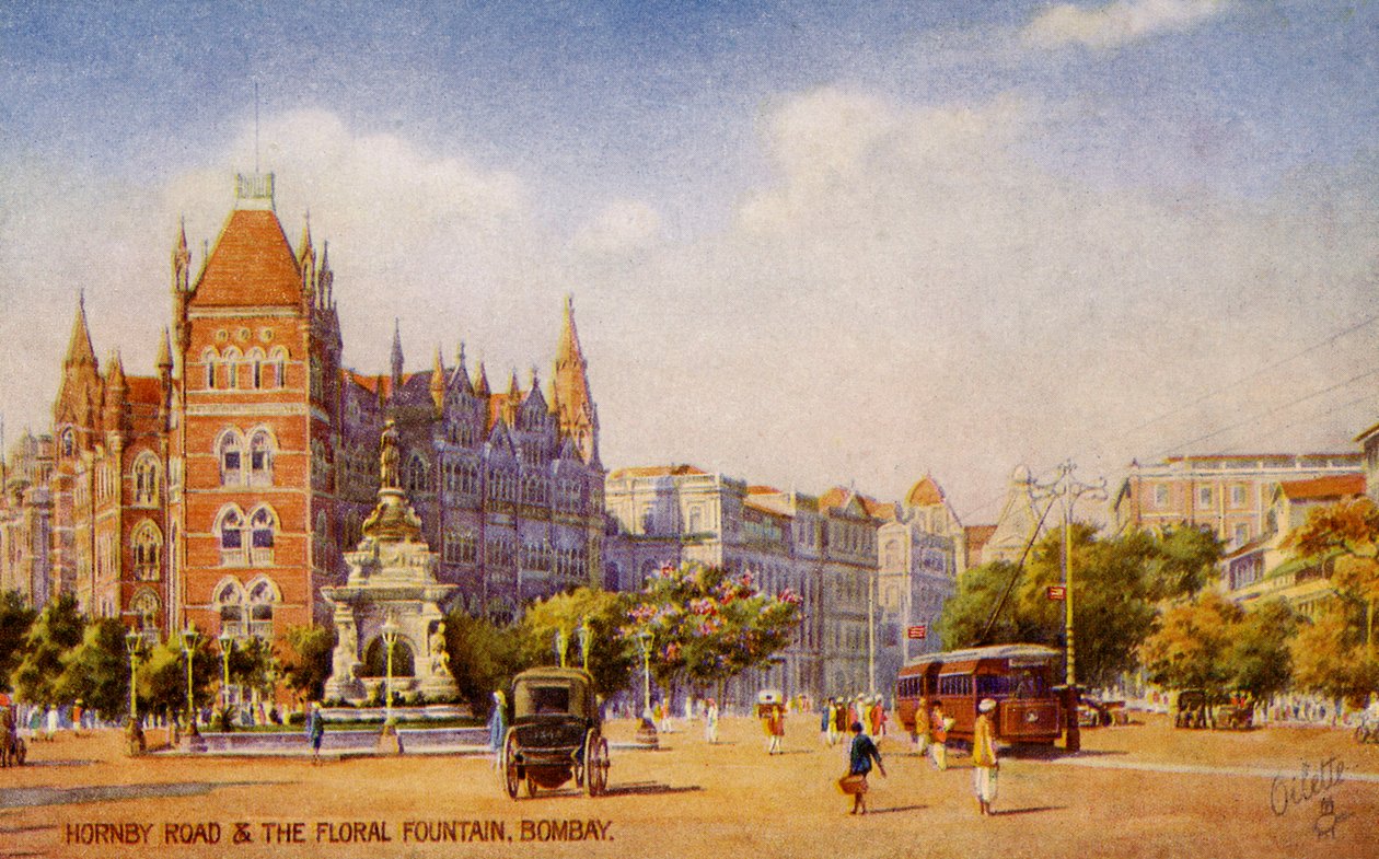 Hornby Road ja kukkasuihkulähde, Mumbai (Bombay) tekijältä Unbekannter Künstler