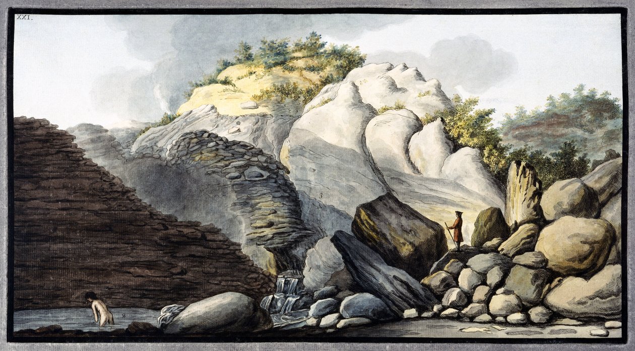 Kuuma lähde Solfaterrassa, lähellä Napolia, Napolin kuningaskunta, n. 1760 tekijältä Unbekannter Künstler
