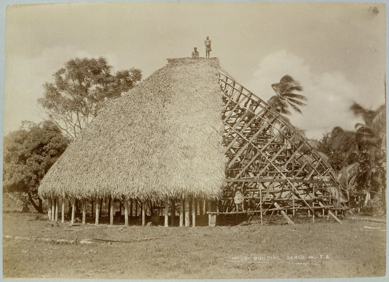 Talorakennus Samoalla, n. 1875 (seepiakuva) tekijältä Unbekannt