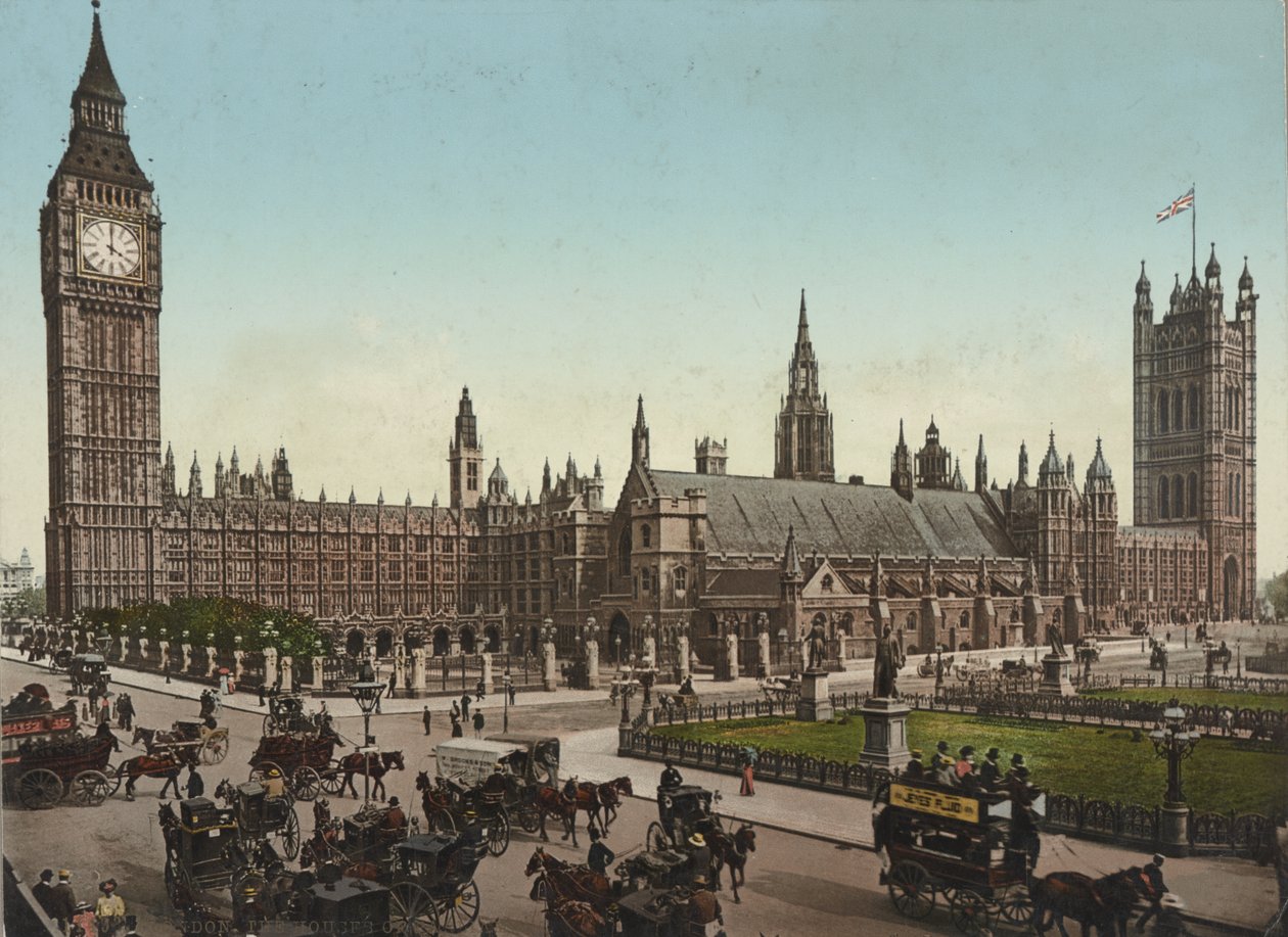 Houses of Parliament, Lontoo, n. 1890-1900 (valokuvausmekaaninen tuloste) tekijältä Unbekannt