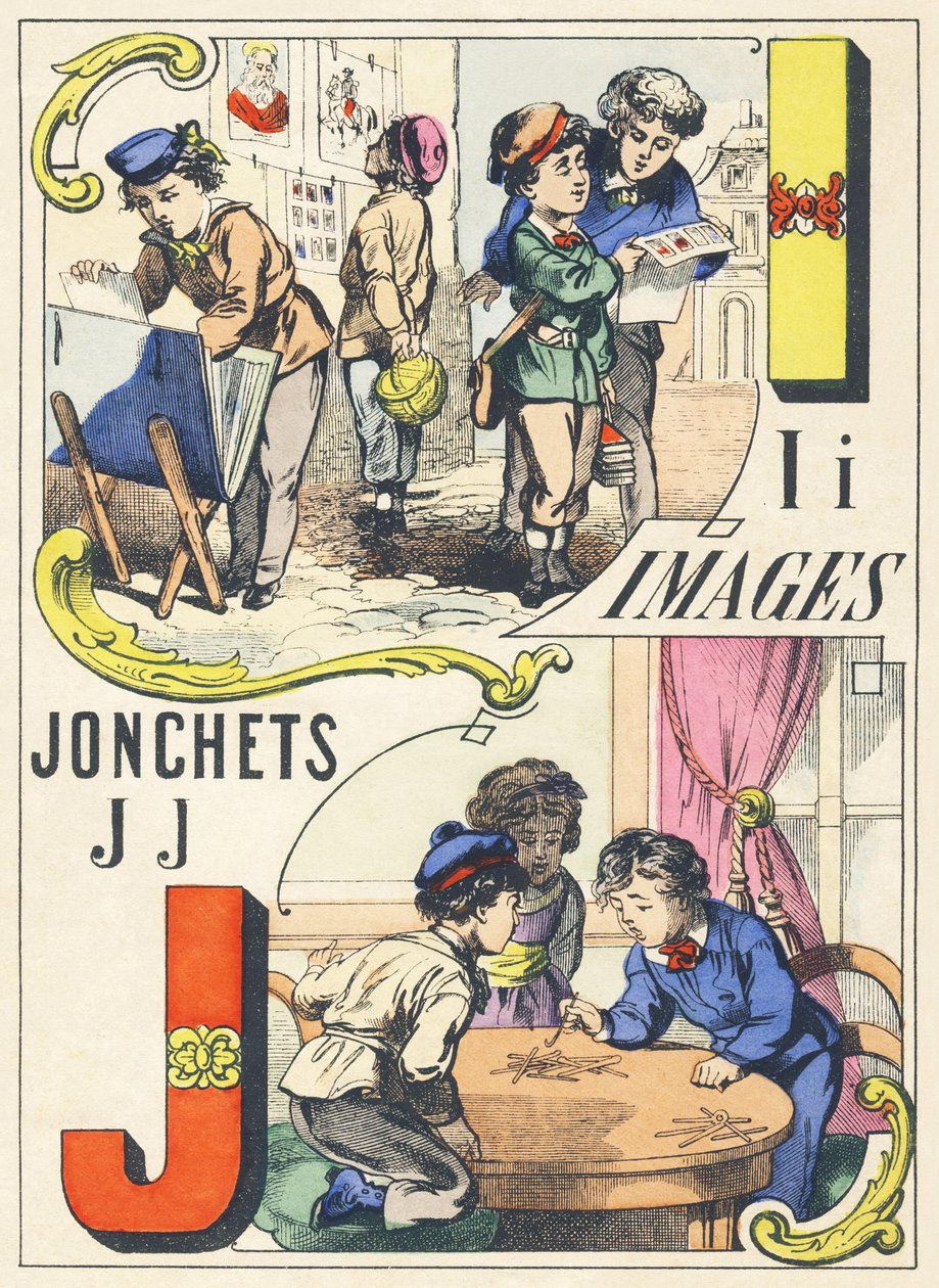 I J: kuvia, jonchetteja - Games Alphabet, n.1890 (kuva) tekijältä Unbekannt