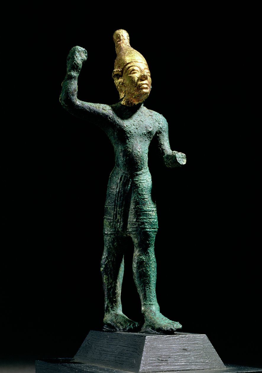 Myrskyjumala Baalin epäjumala, Syyriasta, pronssikaudelta (n. 1350-1250 eKr.) (pronssia ja kultaa) tekijältä Unbekannt