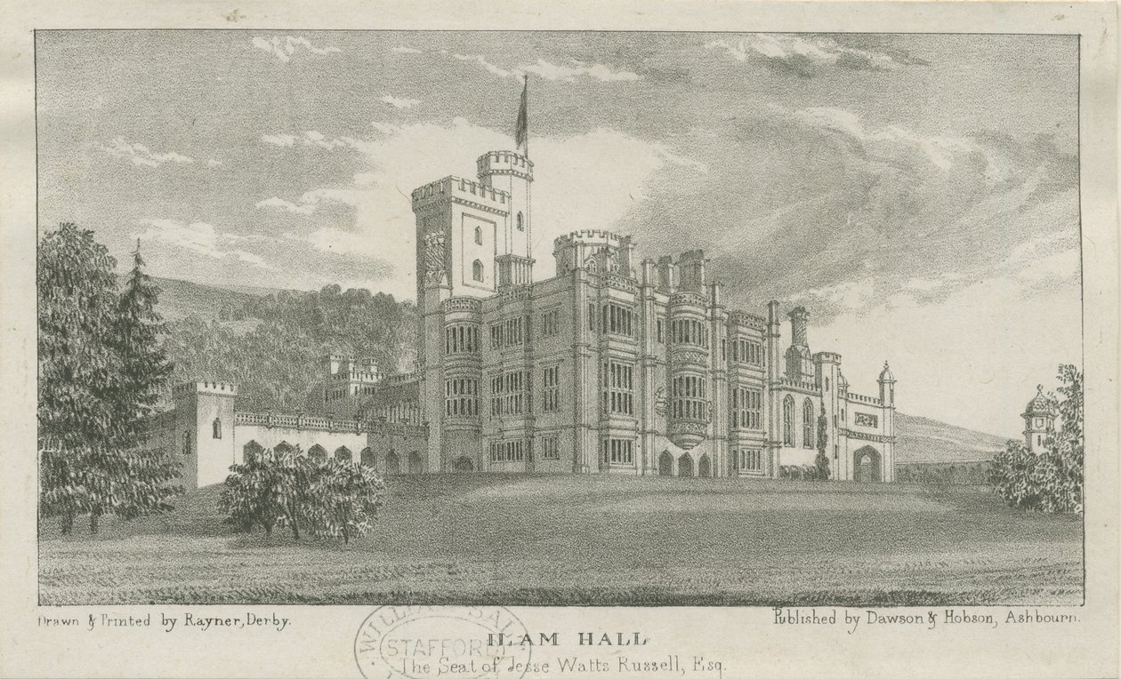 Ilam Hall: litografia, nd [n. 1839] tekijältä Unbekannt