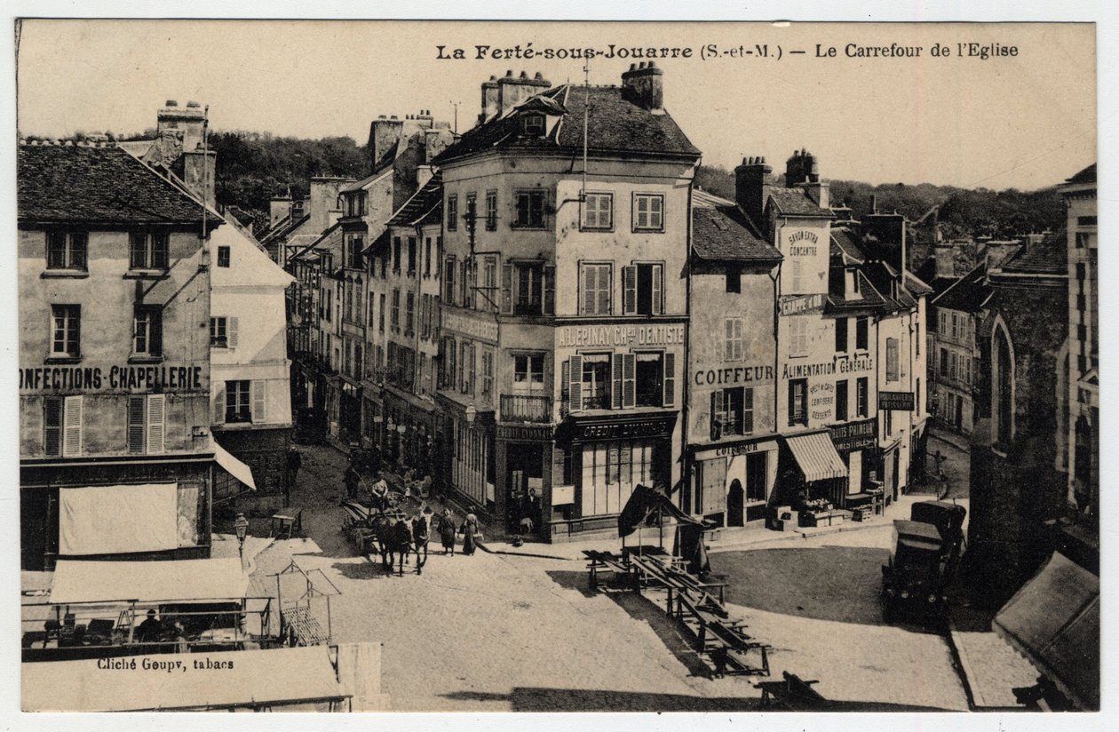 Ile de France, Seine et Marne (77), Ferte-sous-Jouarre (Ferte-sous-Jouarre): kirkon risteys - Postikortti 1800-luvun loppu - 1900-luvun alku tekijältä Unknown