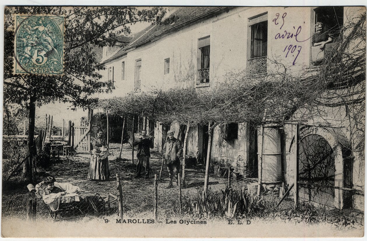 Ile de France, Val de Marne (94), Marolles en Brie (Marolles-en-Brie): Les Glycines - Postikortti vuodelta 1907 tekijältä Unknown