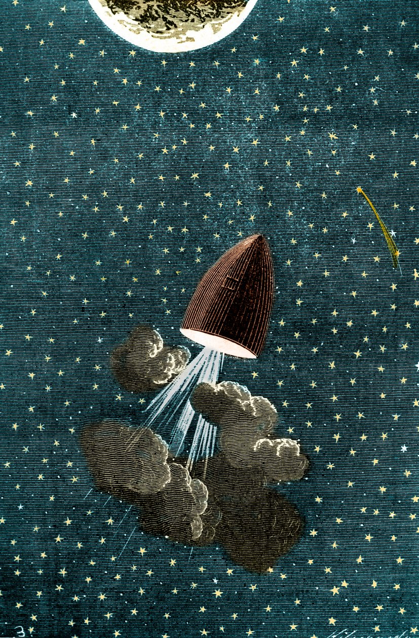 Kuvitus Jules Vernen kirjasta: Around the Moon tekijältä Unbekannt