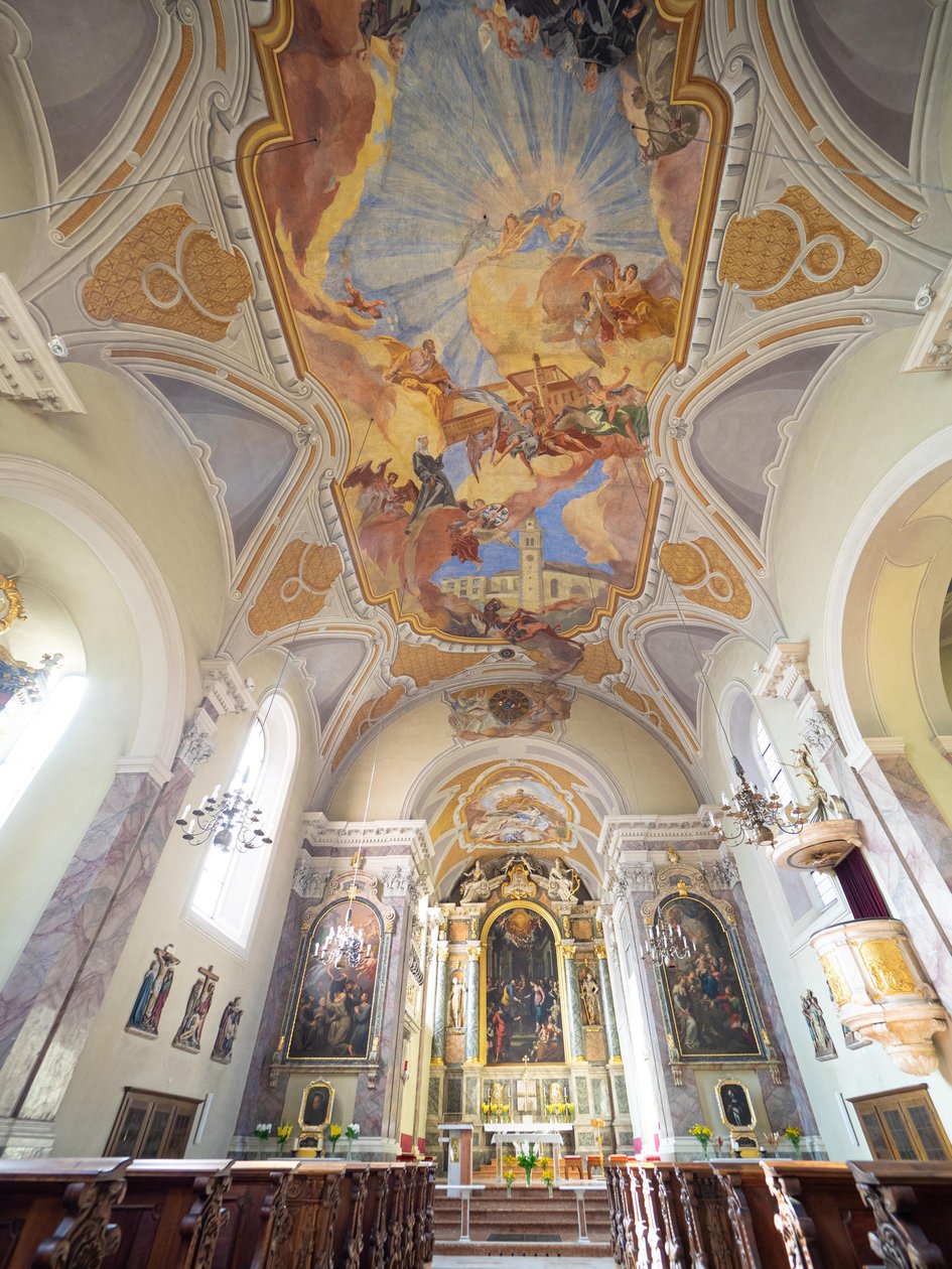 Hans Andren sisustus- ja kattomaalauksia, Servitenkirche, Innsbruck, Tiroli, Itävalta, Eurooppa (kuva) tekijältä Unbekannter Künstler