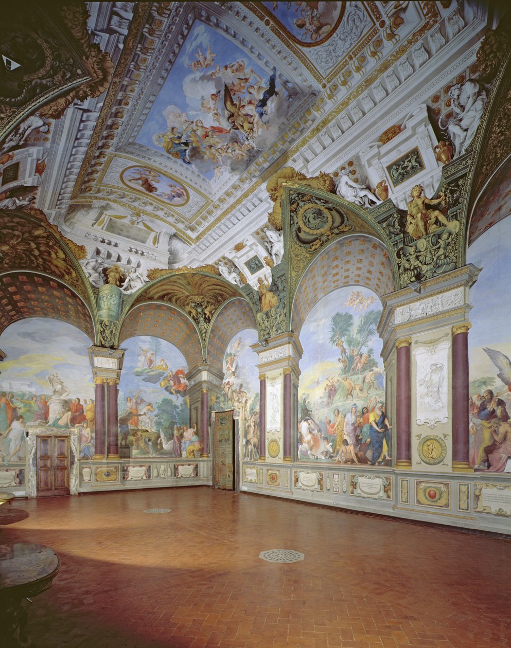 Salon sisustus Giovanni da Sangiovannin freskoilla Pittin palatsissa tekijältä Unbekannt