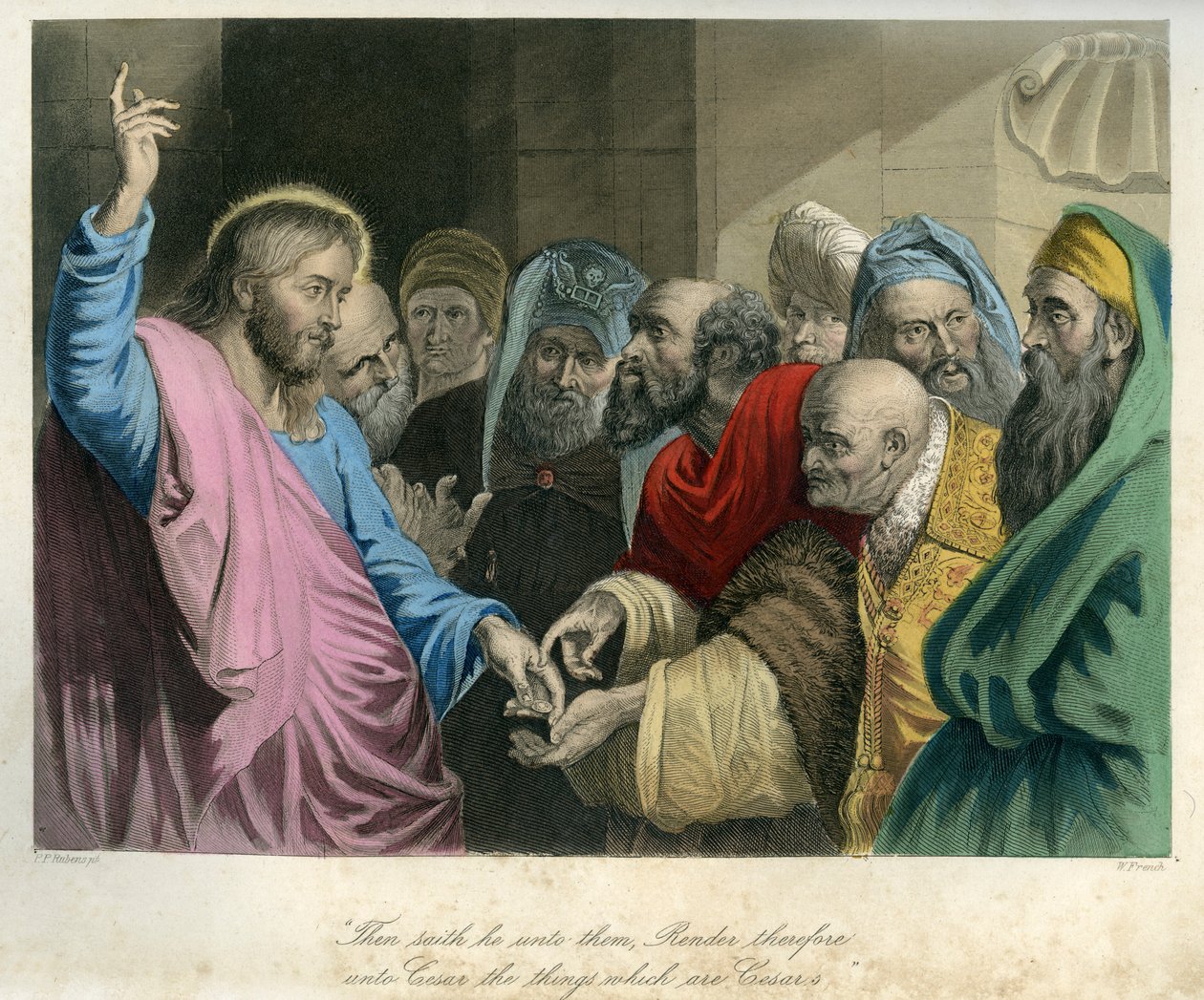 Jeesus pitelee roomalaista kolikkoa - Raamattu, Uusi testamentti tekijältä Unbekannter Künstler