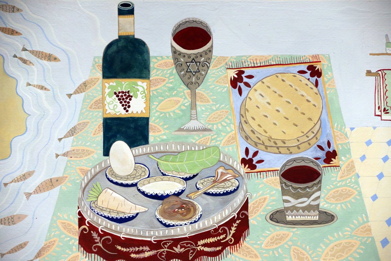 Sveitsin juutalainen museo, Basel, Pääsiäissederille katettu pöytä (kuva) tekijältä Unbekannt