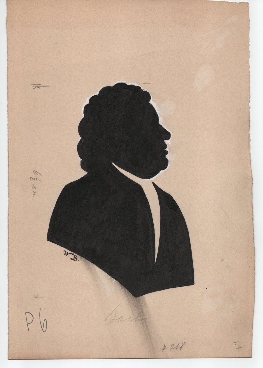 Johann Sebastian Bach (1685-1750) (n. 1850, siluetti) tekijältä Unbekannter Künstler