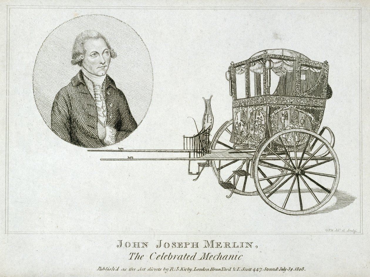 John Joseph Merlin, belgialainen keksijä ja mekaanikko, n. 1770 tekijältä Unbekannt