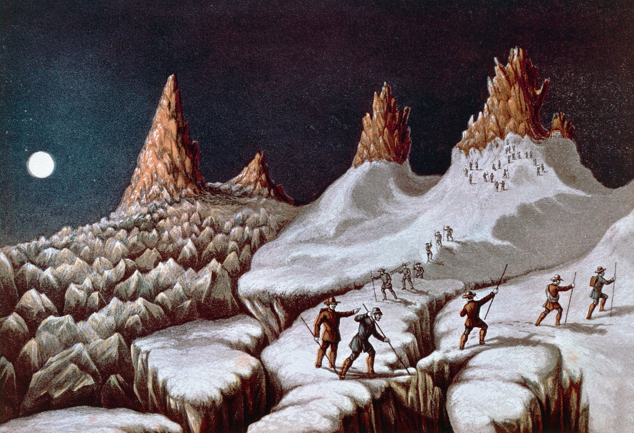 John MacGregorin nousu Mont Blancille, Grands Mulets -reitti, kuva kertomuksesta Mont Blancille noususta, 21. syyskuuta tekijältä William M. Timlin