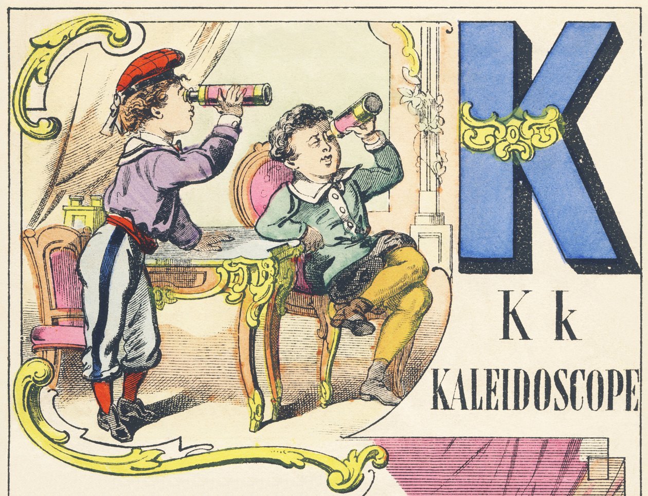 K : kaleidoskooppi - Games Alphabet, n. 1890 (kuva) tekijältä Unbekannt