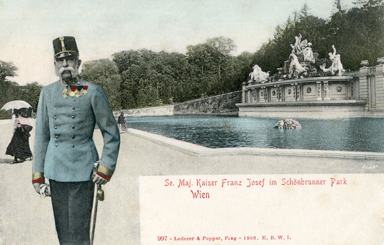 Keisari Franz Joseph Schönbrunnin linnan puistossa tekijältä Unbekannter Künstler