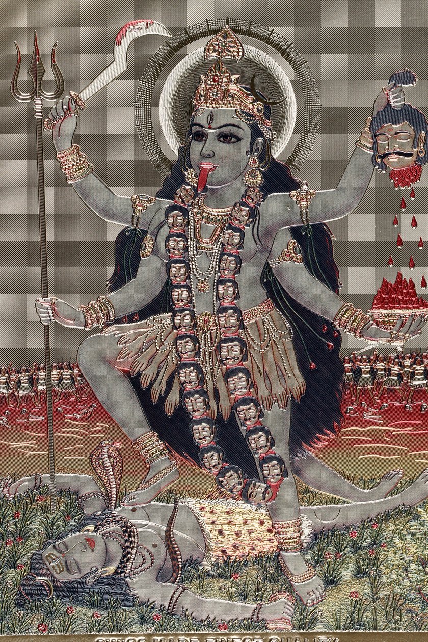 Kali: Hindulainen ajan, luomisen, tuhon, väkivallan ja voiman jumalatar. tekijältä Unbekannter Künstler