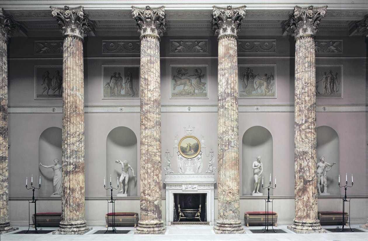Kedleston Hall, Marble Hallin sisustus, rakennuttaja Robert Adam (1728-92), Derbyshire, Iso-Britannia (kuva) tekijältä Unbekannt