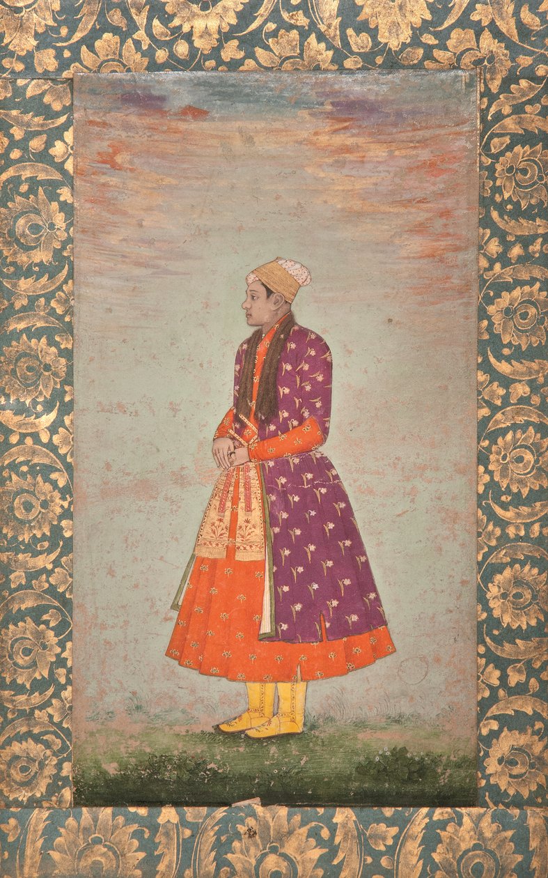 Khawas Khan, Bahadur Shahin eunukki, 1600-luvun loppu (läpinäkymättömät pigmentit ja kulta paperilla) tekijältä Unbekannter Künstler