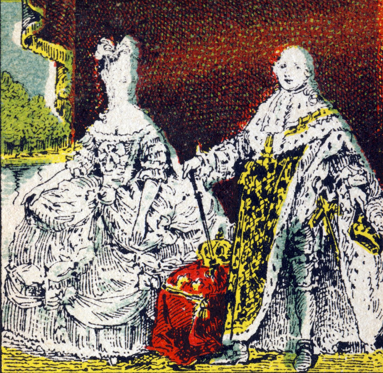 Ranskan kuningas Ludvig XVI ja kuningatar Marie Antoinette. Kaiverrus kirjassa "Histoire de France". Mainoskuvasarja, joka on julkaistu Louit