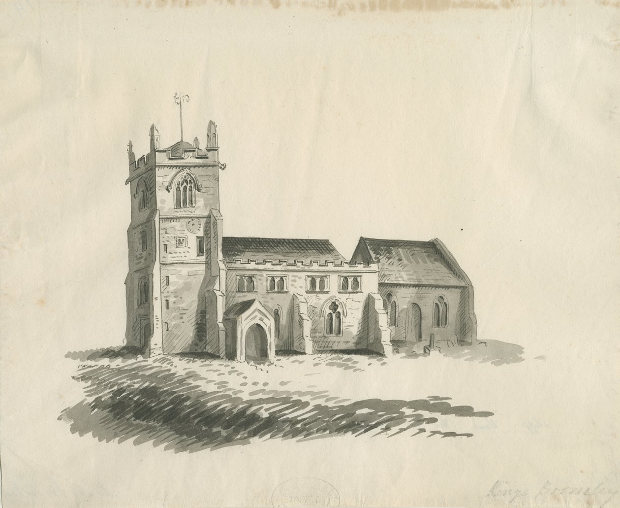 Kings Bromley Church: seepiapiirros, nd [c 1770] tekijältä Unbekannt