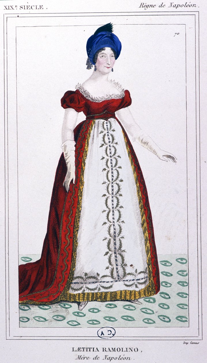 Laetitia Bonaparte, noin 1810 (kaiverrus). tekijältä Unbekannter Künstler
