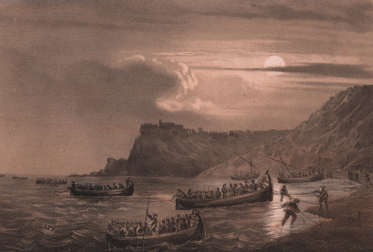 Ensimmäisen Garibaldin miehistön laivaston laskeutuminen Fort Scillassa Calabriassa tekijältä William M. Timlin