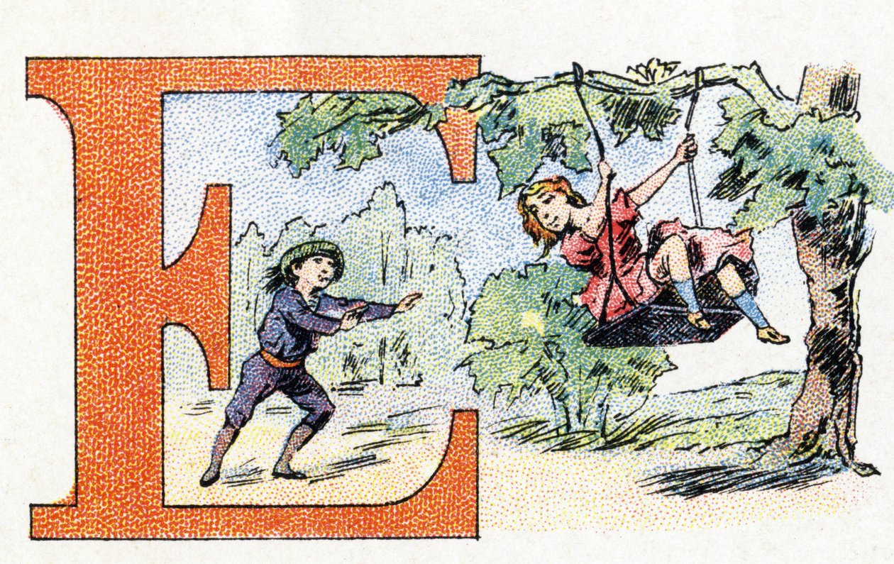 E-kirjain: Scarpolette. Fosfatine Falieresin aakkoset. Kaiverrus. Brevete aakkoset S.G.D.G. apteekkari Pierre Emile Falieres. Kuvituksia kromolitografiassa, 1800-luvun loppu. 16 sivua. Mitat: 103x154mm tekijältä Unbekannt