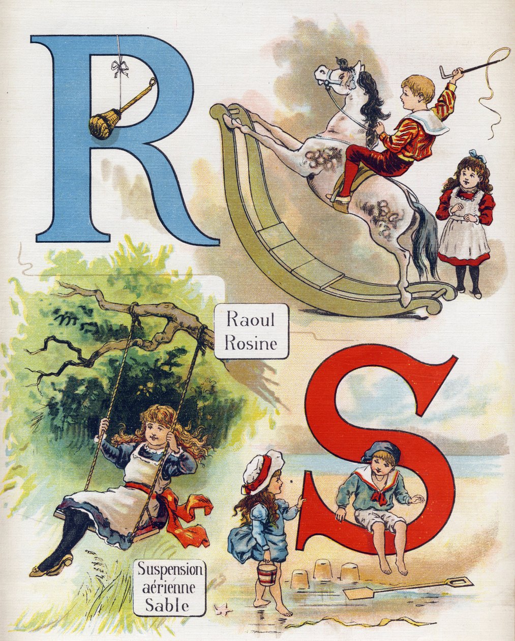 Kirje R & S: Raoul ja Rosine, ilmajousitus ja hiekka. Kaiverrus "ABC L