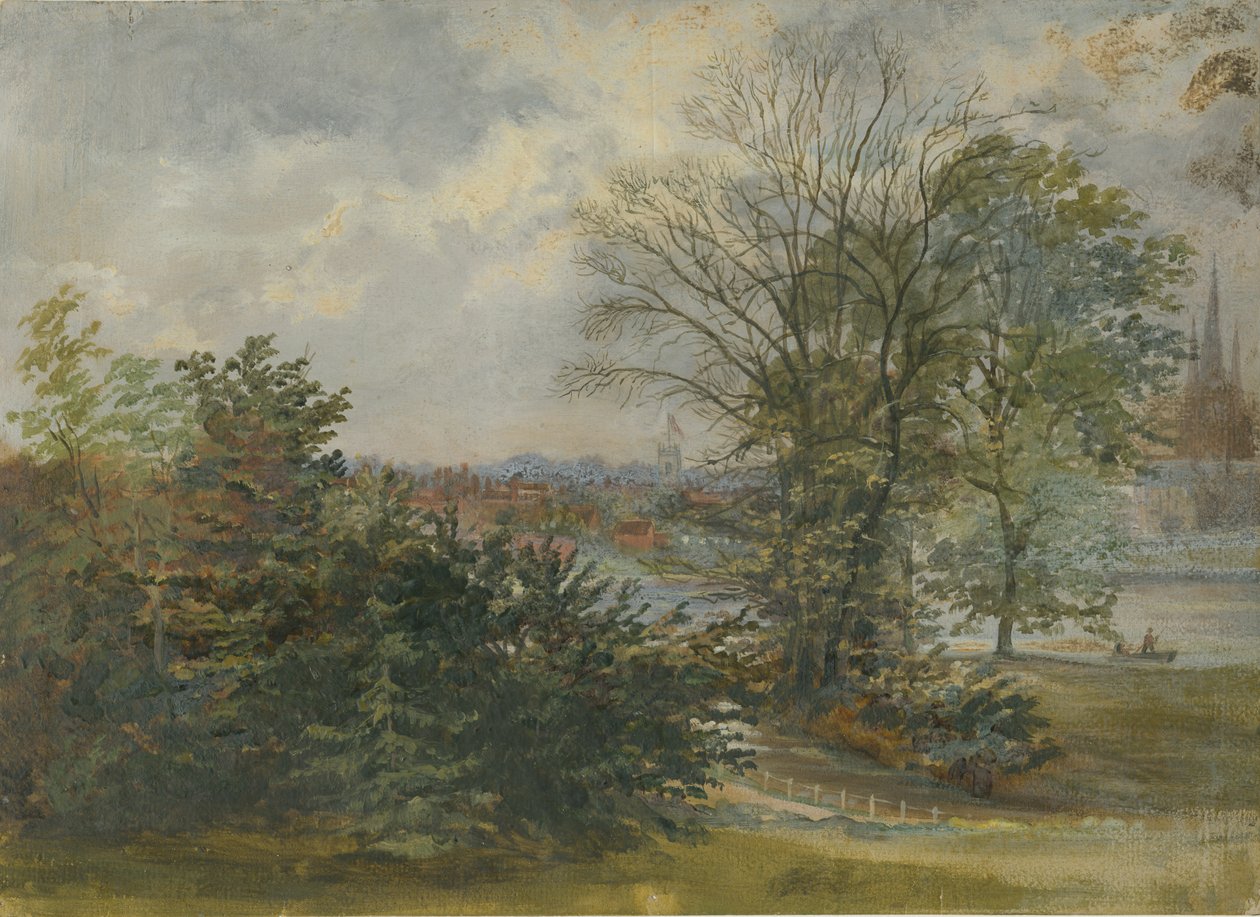 Lichfield - Distant View: öljymaalaus ja [?1800-luku] tekijältä Unbekannt