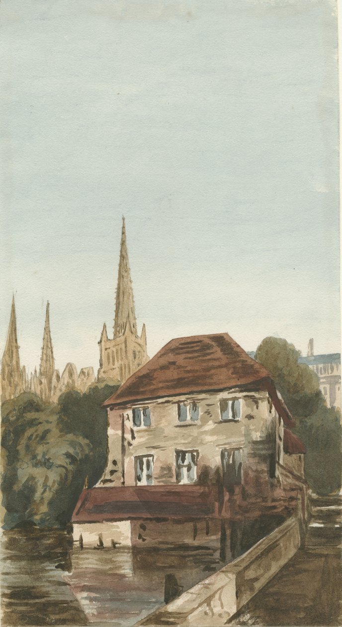 Lichfield - Kirjaajan talo lähellä: akvarellimaalaus, nd [?19th century] tekijältä Unbekannt