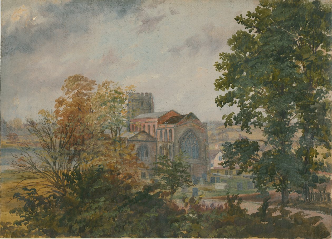 Lichfield - St. Chads Church: öljymaalaus ja [?1800-luku] tekijältä Unbekannt