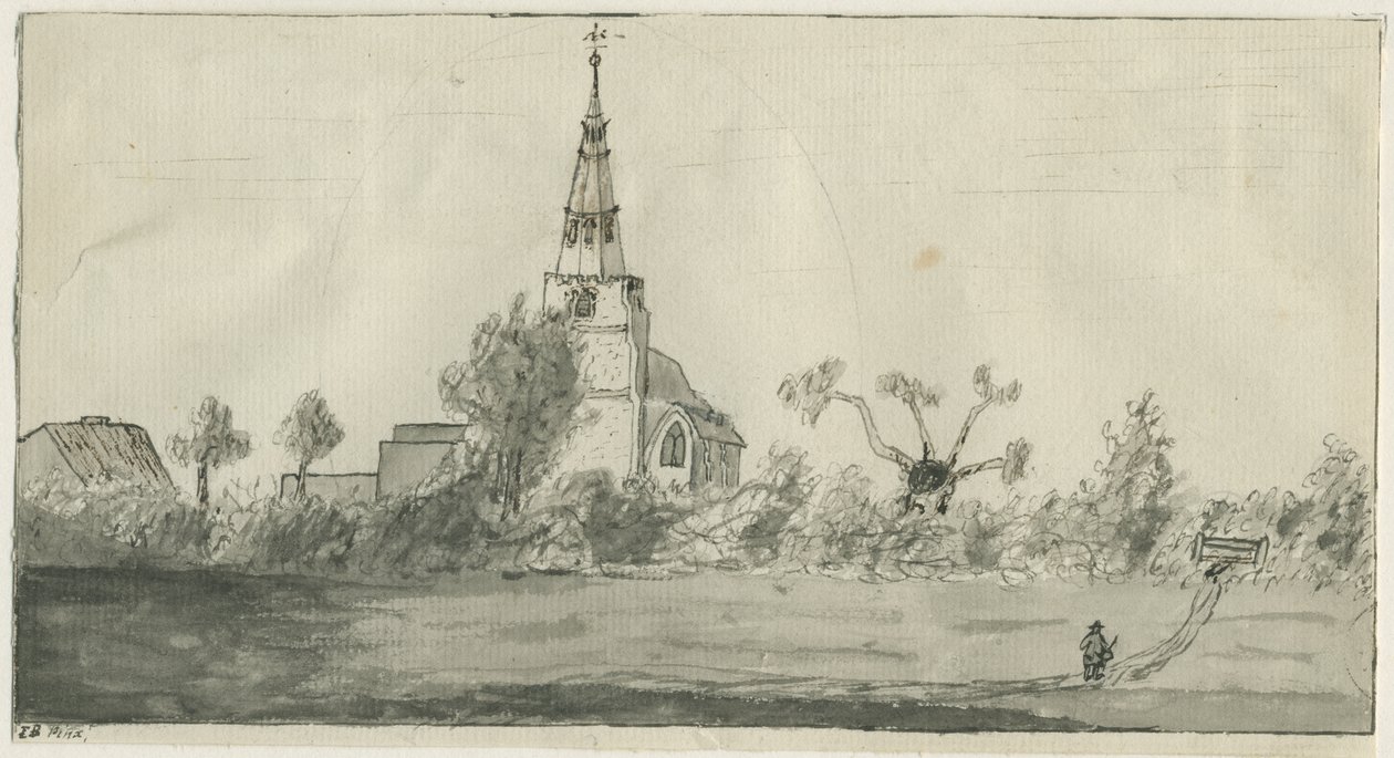 Lichfield – Pyhän Mikaelin kirkko: seepiapesupiirros, nd [?1700-luvun loppu] tekijältä Unbekannt