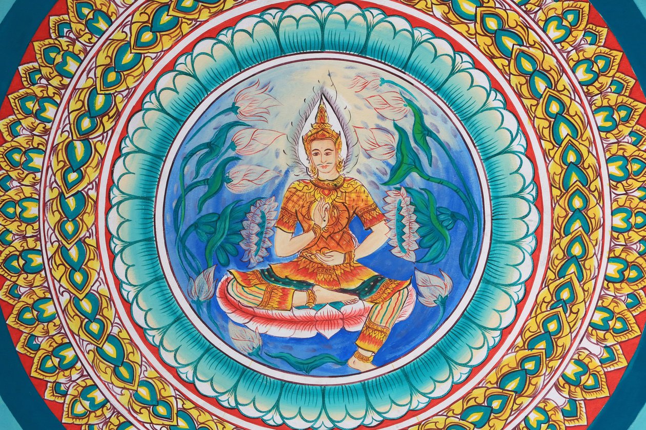 Buddhan elämä. Kattotaide, joka kuvaa Buddhan elämää. Wat Inpeng. Vientiane. Laos, 20151029, Vientiane, Laos tekijältä Unbekannt