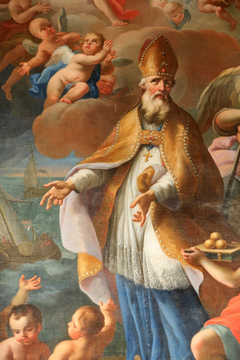 Pyhän Nikolauksen, Myran piispan, elämä. St. Nicolas de Verocen kirkko, Saint-Nicolas de Veroce, Ranska tekijältä Unbekannt