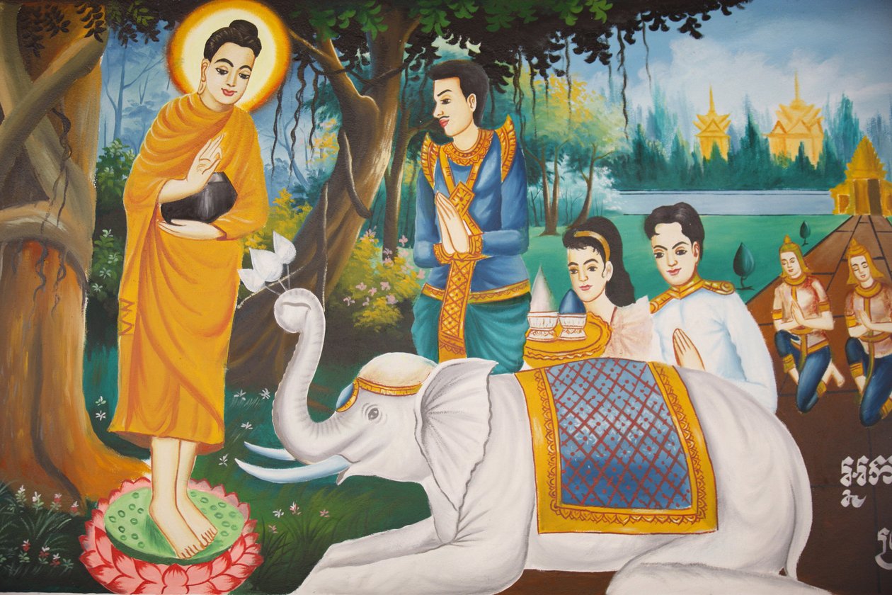 Buddhan elämä: Loving-Kindnessin kesyttämä villi norsu, Siem Reap, Kambodža tekijältä Unbekannt