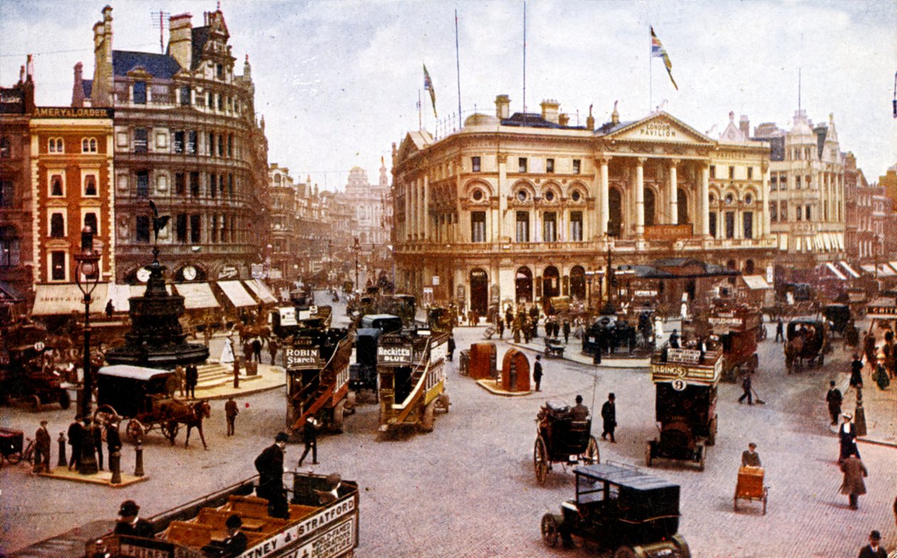 Lontoo - Piccadilly Circus, 1900-luvun alku (postikortti). tekijältä Unbekannter Künstler