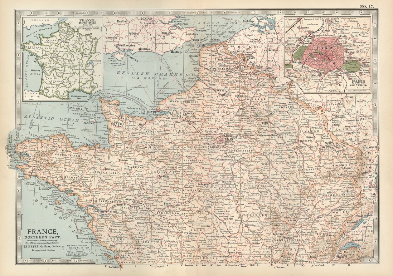 Ranskan kartta, noin 1900 (kaiverrus) tekijältä Unbekannter Künstler