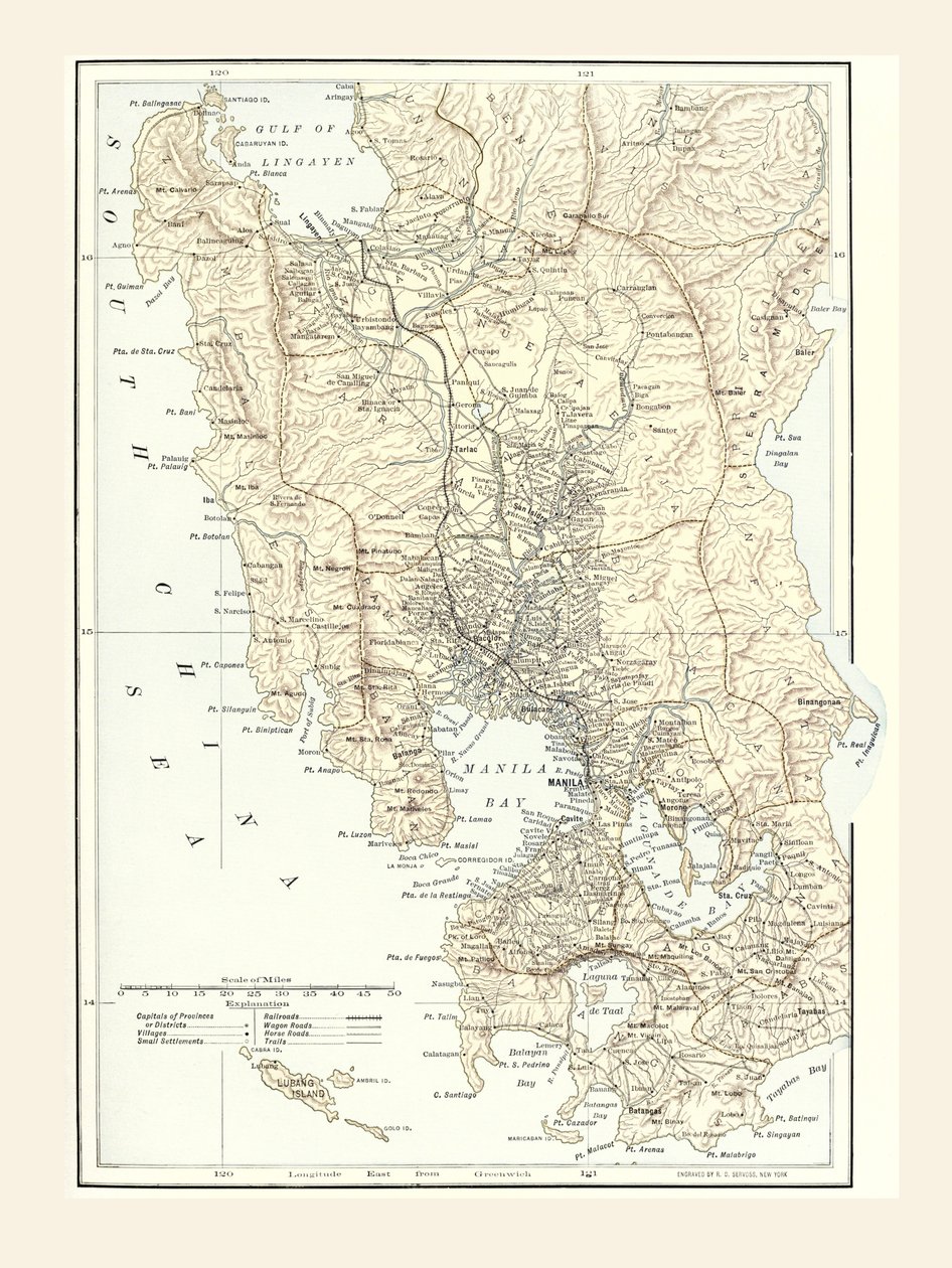 Filippiinien Manilan kartta ja sotapaikka Espanjan ja Yhdysvaltojen välisen sodan aikana vuonna 1898. tekijältä Unbekannt