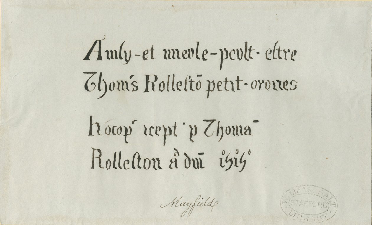 Mayfield Church - Kirjoitus Thomas Rollestonille: kynäpiirros, nd [?18th century] tekijältä Unbekannt