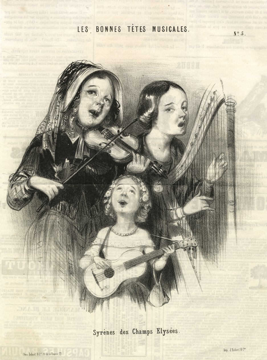 Mermaids of the Champs Elysees (Charivari), Pariisi 1846 (kaiverrus) tekijältä Unbekannter Künstler