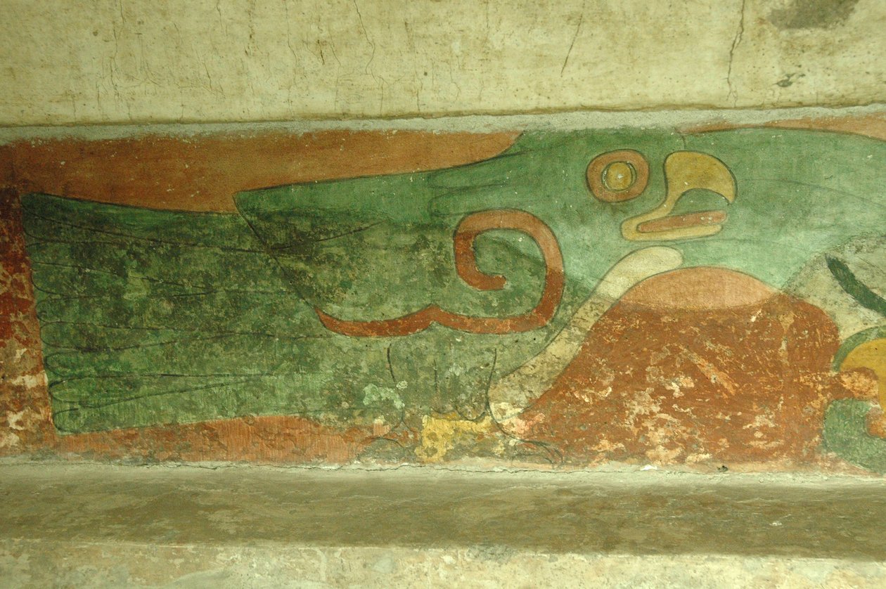 Meksiko, México, Teotihuacan (1. vuosisata jKr.), Jaguaarien temppeli, papukaijan fresko tekijältä Unbekannt