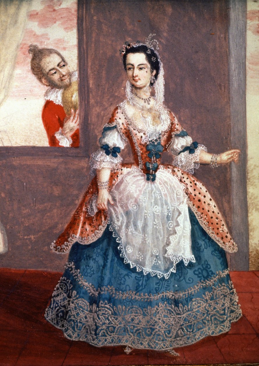 Neiti Contat Suzannen roolissa Figaron avioliitossa, 1800-luvun alku (maalaus). tekijältä Unbekannter Künstler